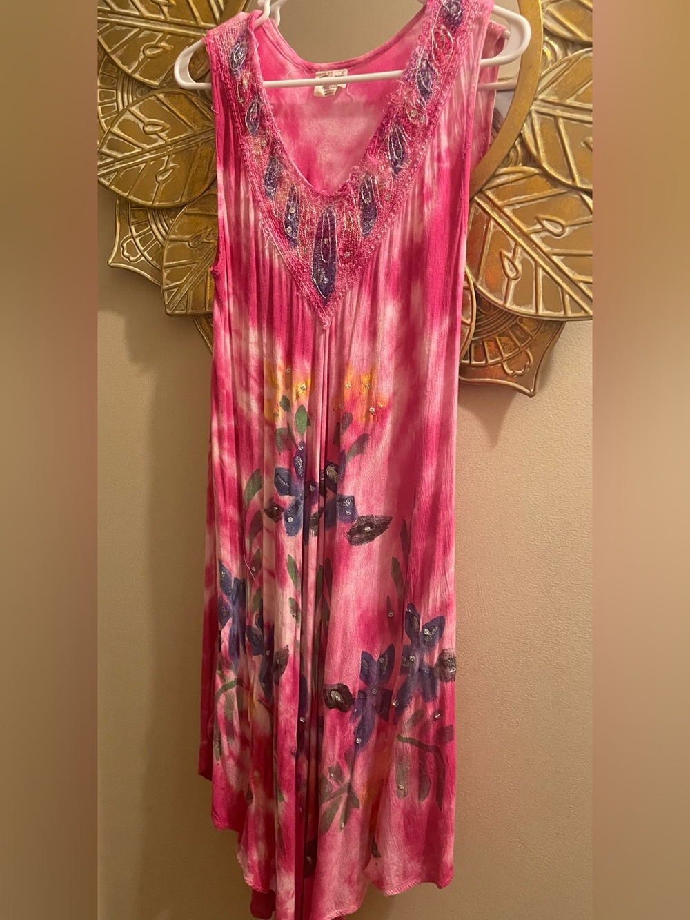 Beach by Exist Pink Floral Tie-Dye Women’s V-Neck Swim Coverup Dress
Sequins
GUC